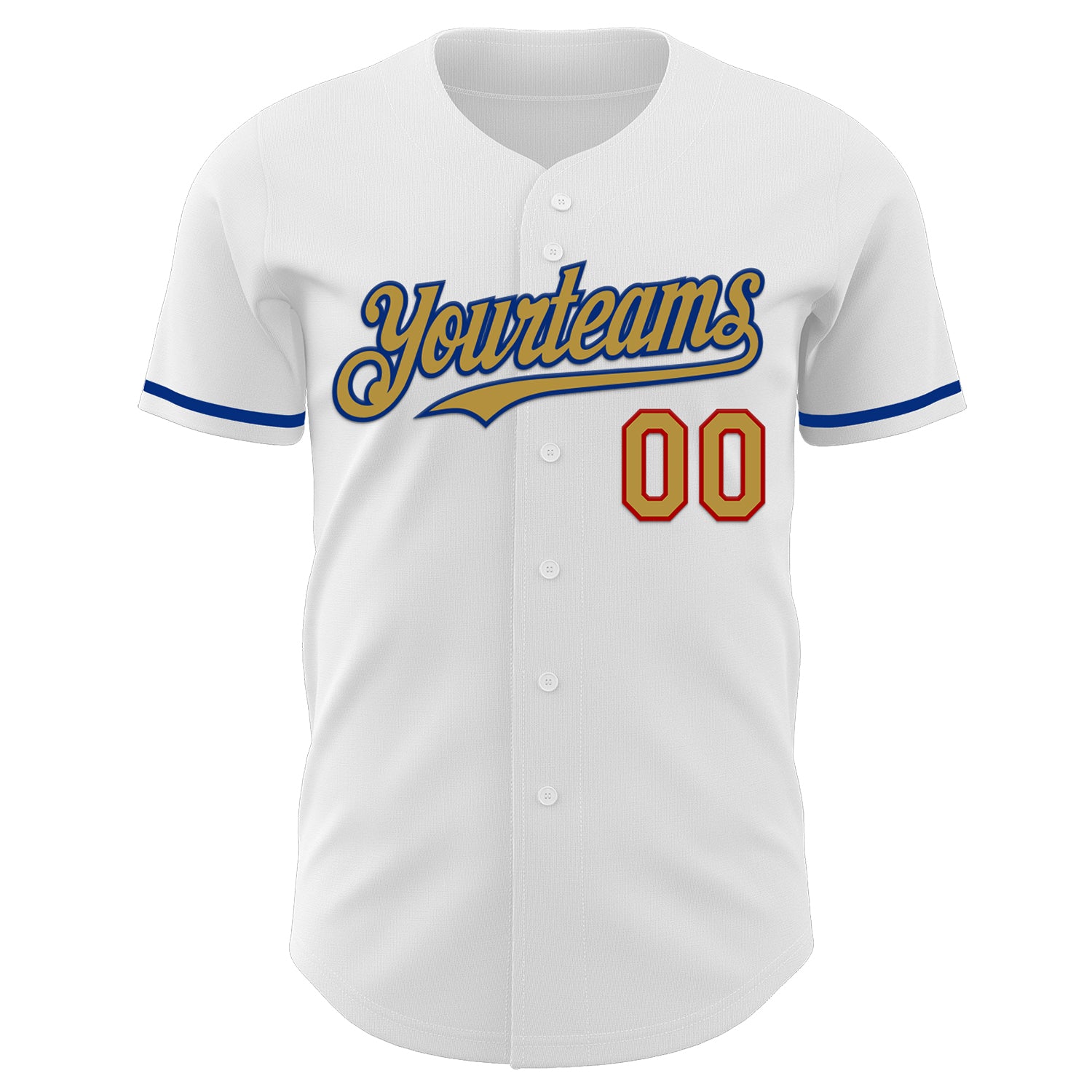 Custom White Old Gold Royal-Red Authentic Baseball Jersey