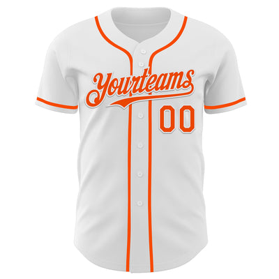 Custom White Orange Authentic Baseball Jersey