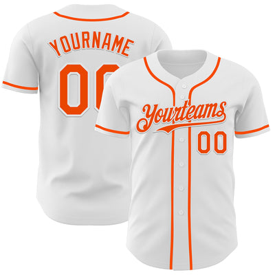 Custom White Orange Authentic Baseball Jersey