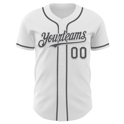 Custom White Steel Gray Authentic Baseball Jersey