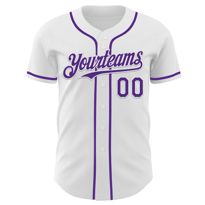 Custom White Purple Authentic Baseball Jersey