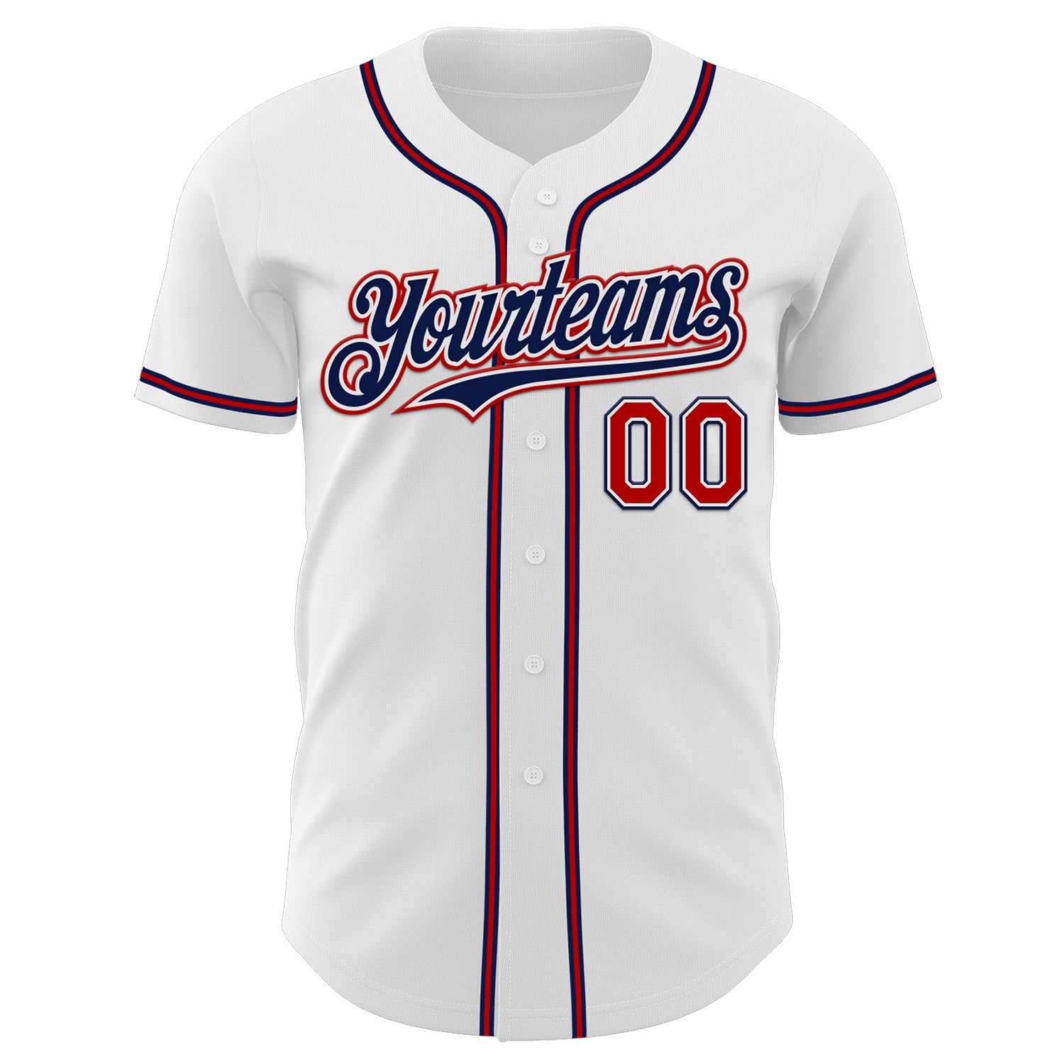 Custom White Red-Navy Authentic Baseball Jersey