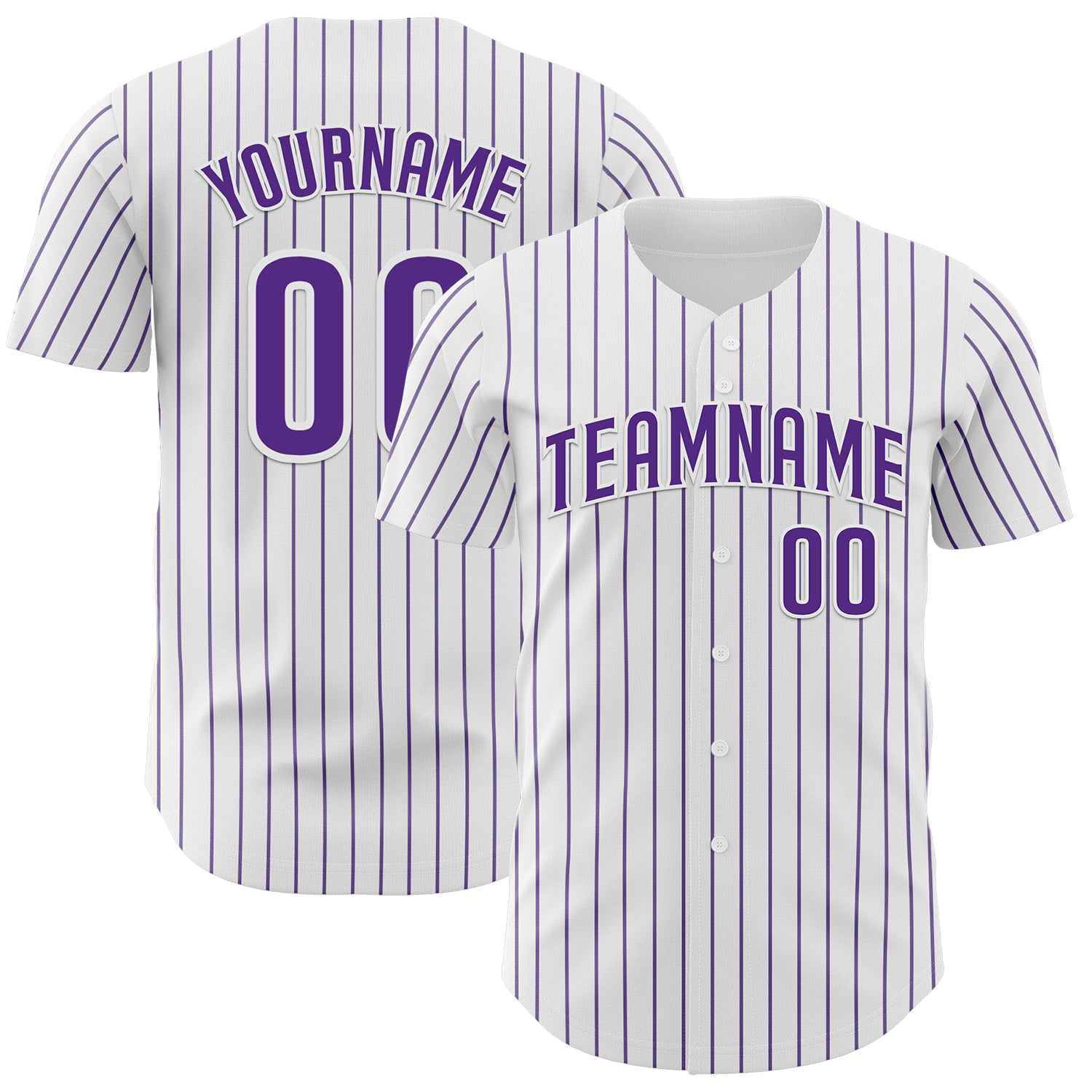 Custom White Purple Pinstripe Purple Authentic Baseball Jersey