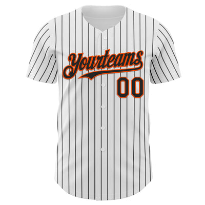 Custom White Black Pinstripe Orange Authentic Baseball Jersey