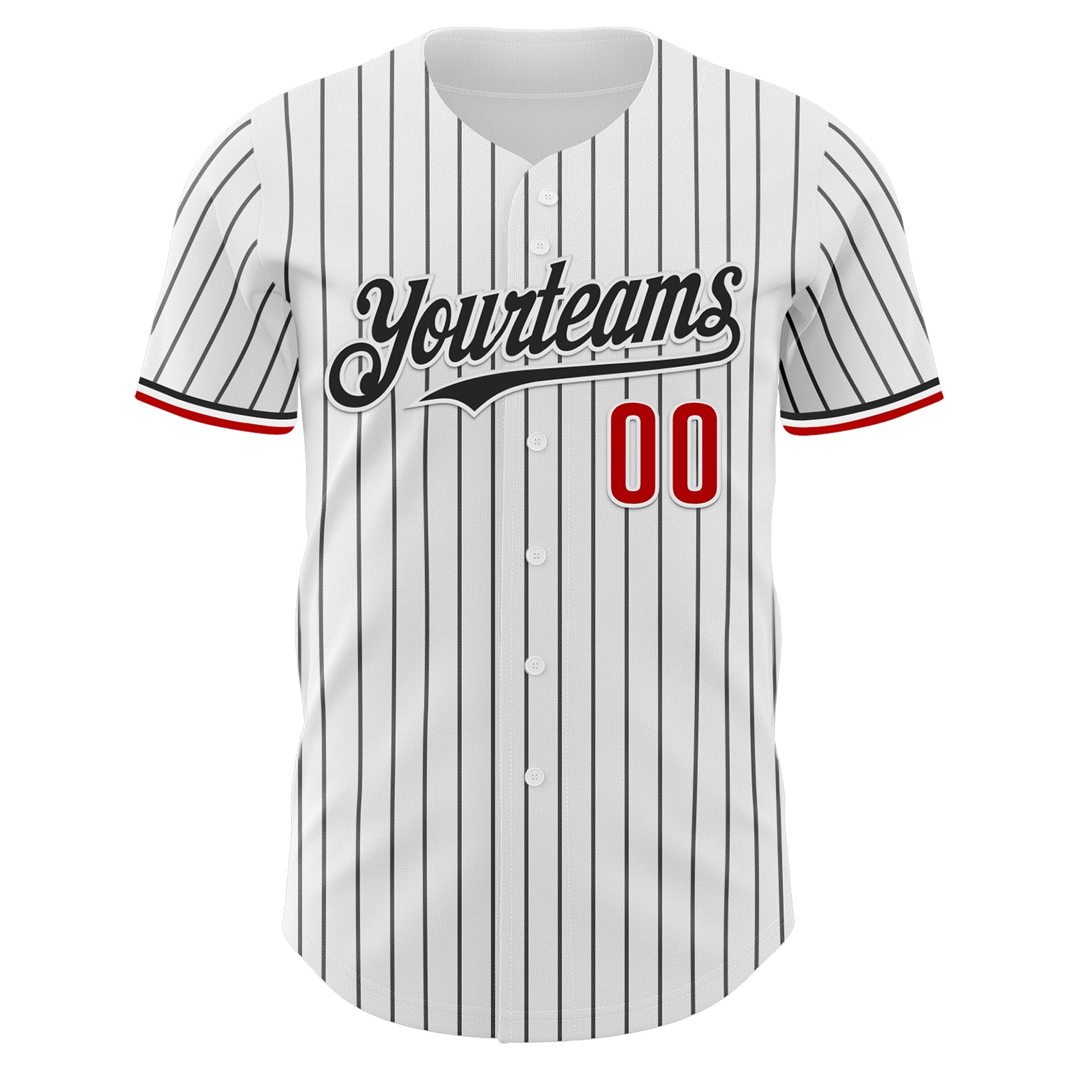 Custom White Black Pinstripe Red Authentic Baseball Jersey