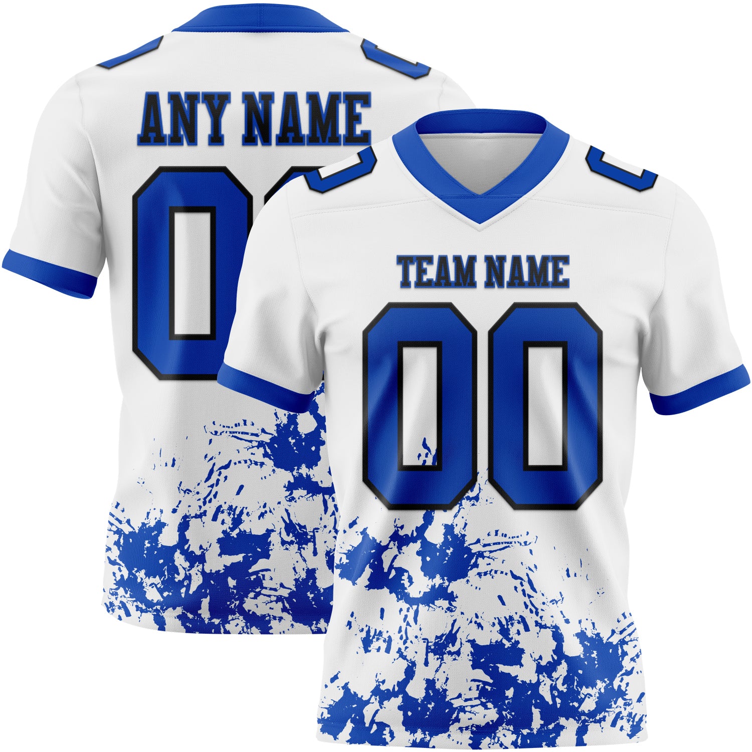 Custom White Thunder Blue-Black 3D Pattern Splash Authentic Football Jersey
