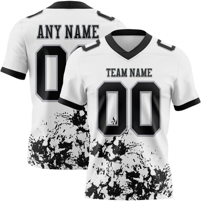 Custom White Black-Gray 3D Pattern Splash Authentic Football Jersey