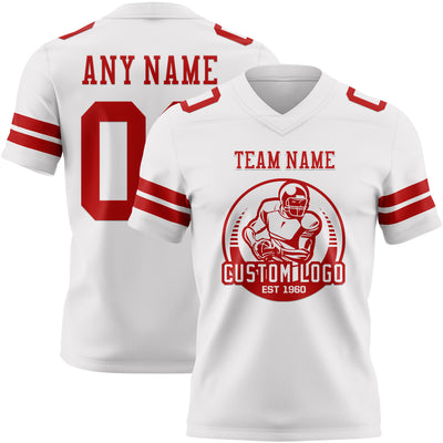 Custom White Red Authentic Football Jersey