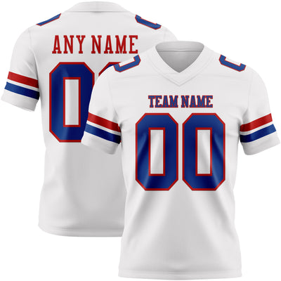 Custom White Royal-Red Authentic Football Jersey