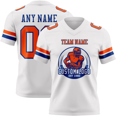 Custom White Orange-Royal Authentic Football Jersey