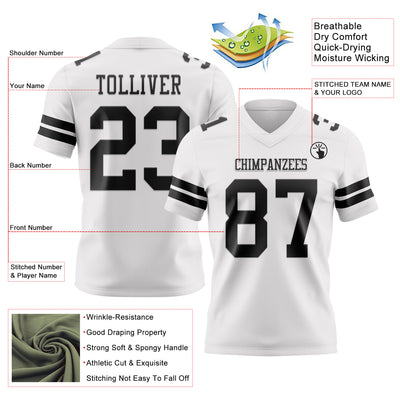 Custom White Black Authentic Football Jersey