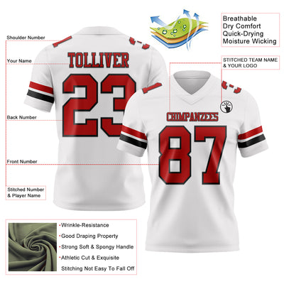 Custom White Red-Black Authentic Football Jersey