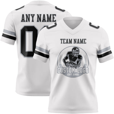 Custom White Black-Gray Authentic Football Jersey