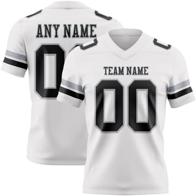 Custom White Black-Gray Authentic Football Jersey