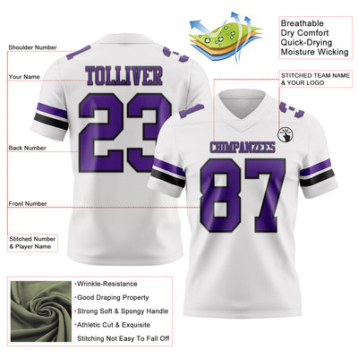 Custom White Purple-Black Authentic Football Jersey