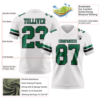 Custom White Kelly Green-Black Authentic Football Jersey