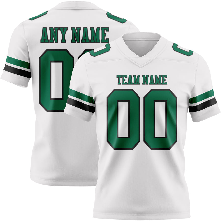 Custom White Kelly Green-Black Authentic Football Jersey