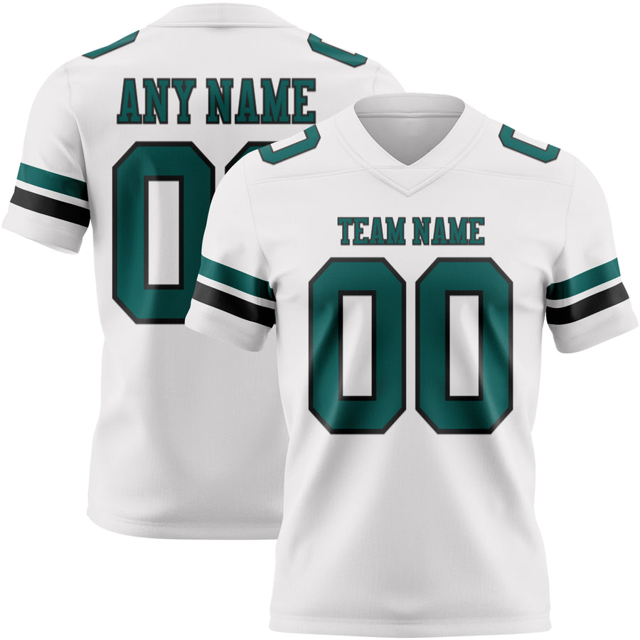 Custom White Midnight Green-Black Authentic Football Jersey