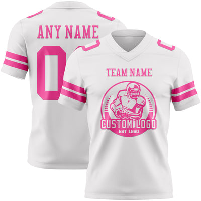 Custom White Pink Authentic Football Jersey