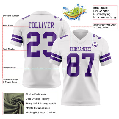 Custom White Purple Authentic Football Jersey
