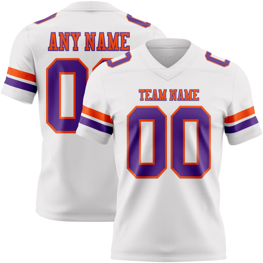 Custom White Purple-Orange Authentic Football Jersey