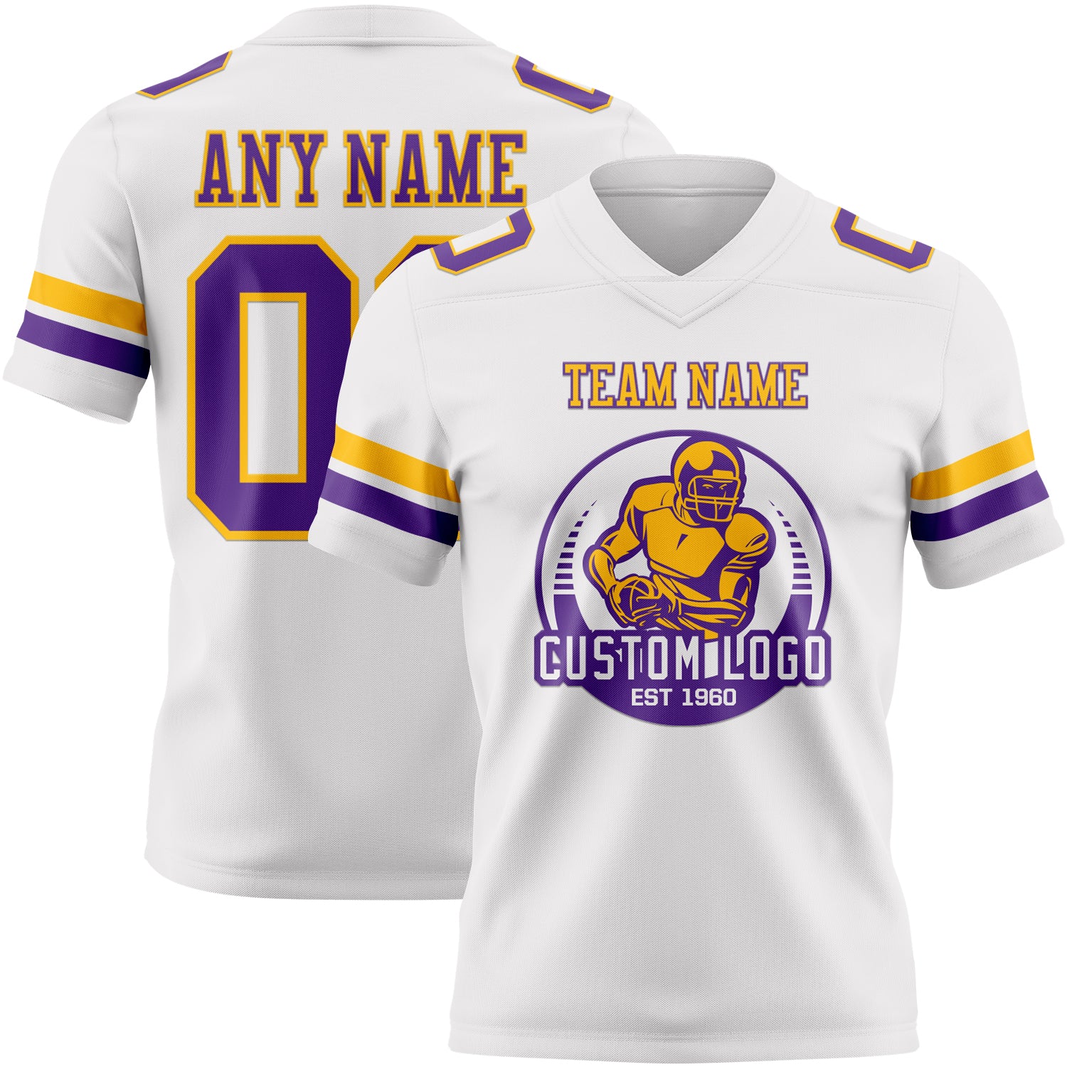 Custom White Purple-Gold Authentic Football Jersey