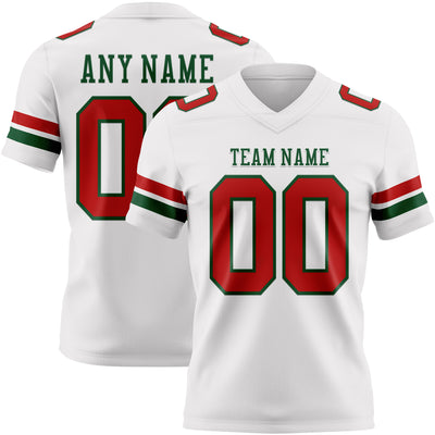 Custom White Red-Green Authentic Football Jersey