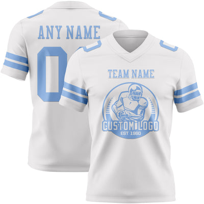 Custom White Light Blue Authentic Football Jersey