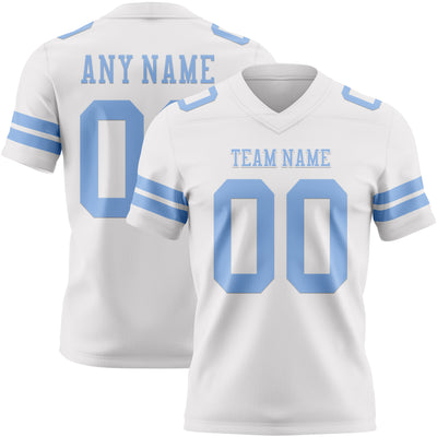 Custom White Light Blue Authentic Football Jersey