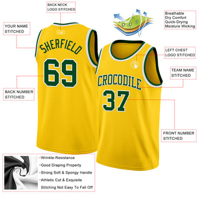 Custom Yellow Green-White Authentic Basketball Jersey