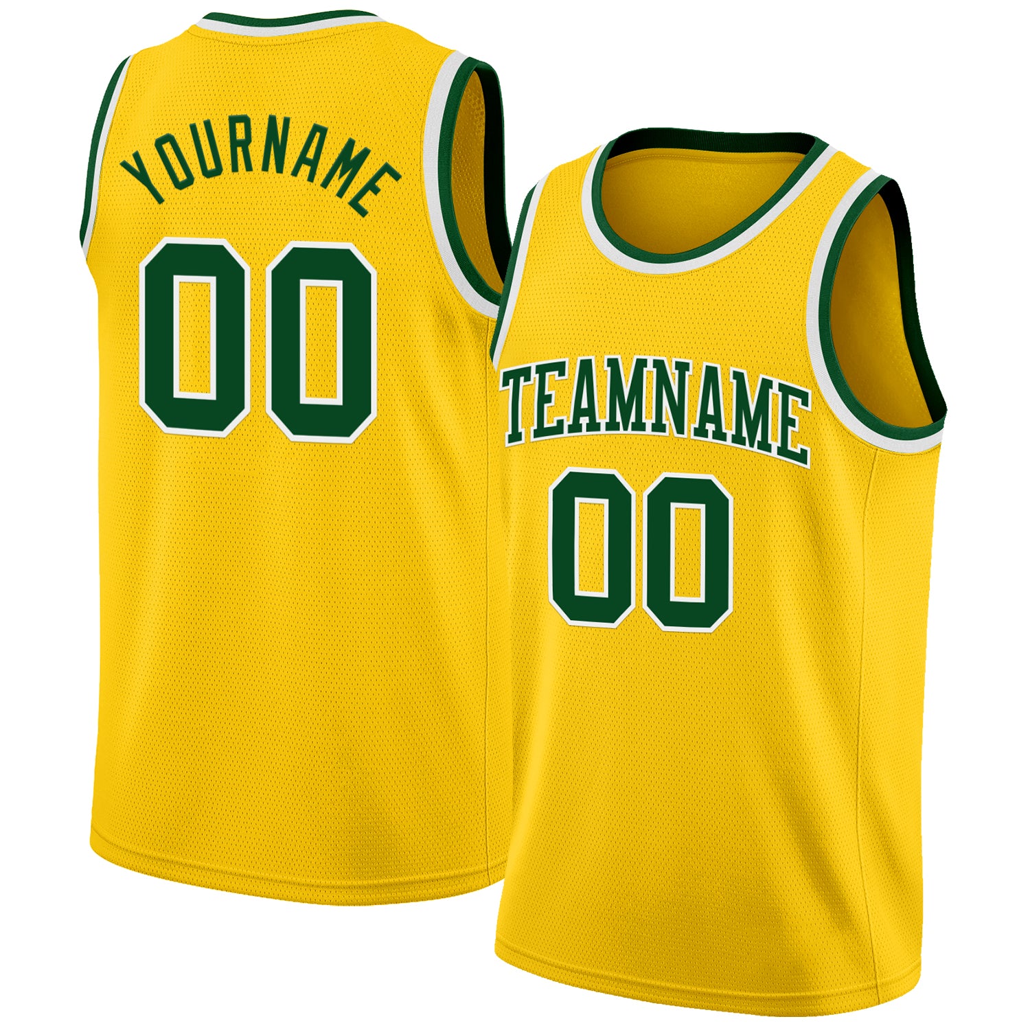 Custom Yellow Green-White Authentic Basketball Jersey