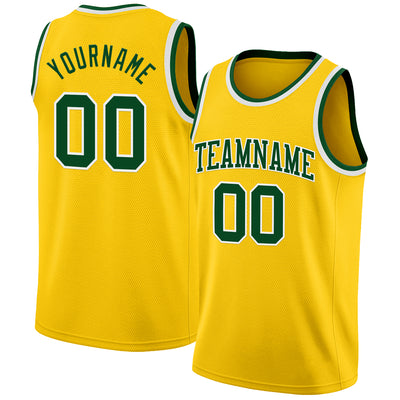 Custom Yellow Green-White Authentic Basketball Jersey