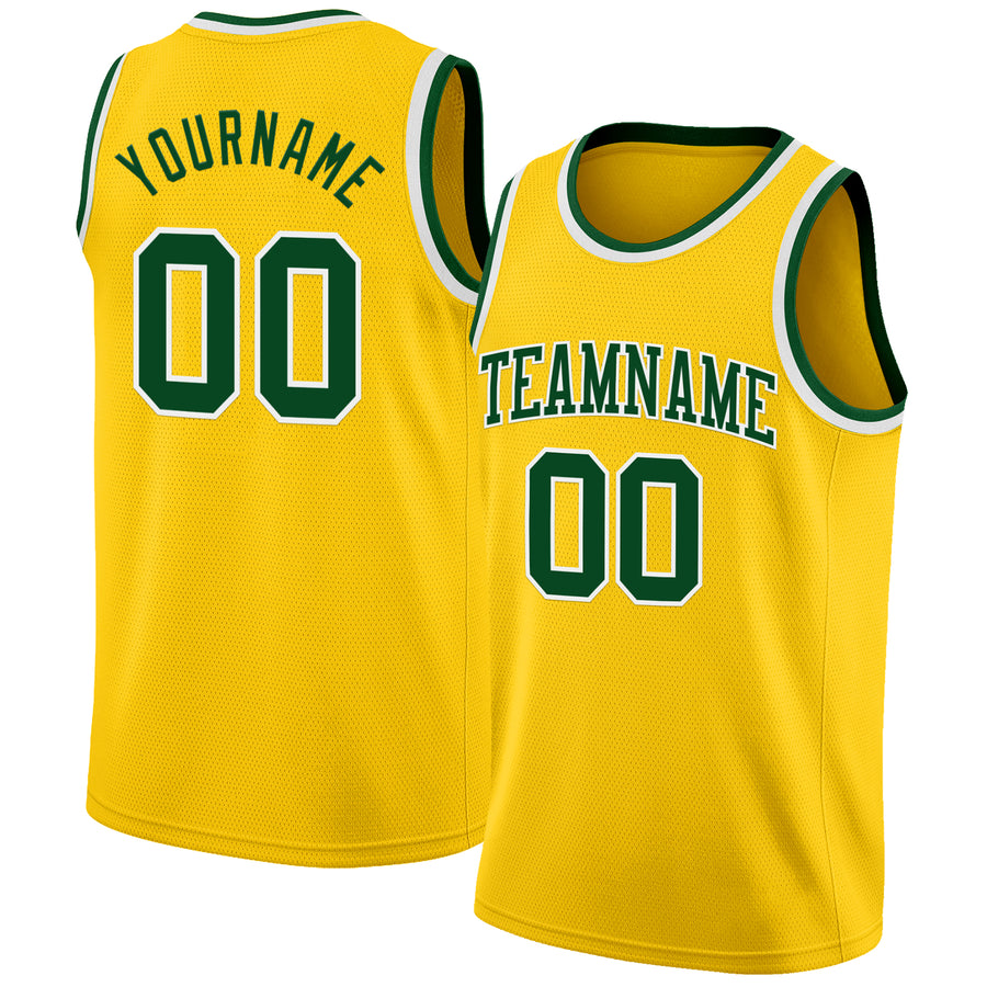 Custom Yellow Green-White Authentic Basketball Jersey