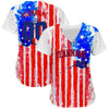 Custom White Royal-Red 3D American Flag Authentic Baseball Jersey