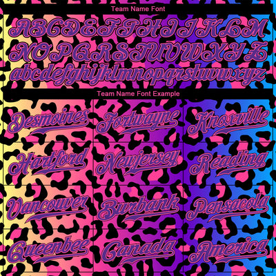 Custom Purple Purple-Pink 3D Pattern Design Leopard Authentic Baseball Jersey