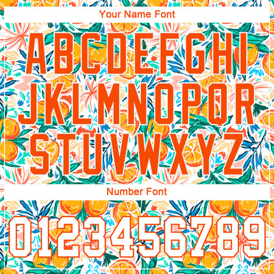 Custom White Orange 3D Pattern Design Fruit Performance T-Shirt