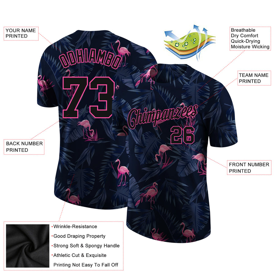 Custom 3D Pattern Design Flamingo Performance T-Shirt
