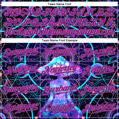 Custom 3D Pattern Design Magic Mushrooms Over Sacred Geometry Psychedelic Hallucination Authentic Baseball Jersey
