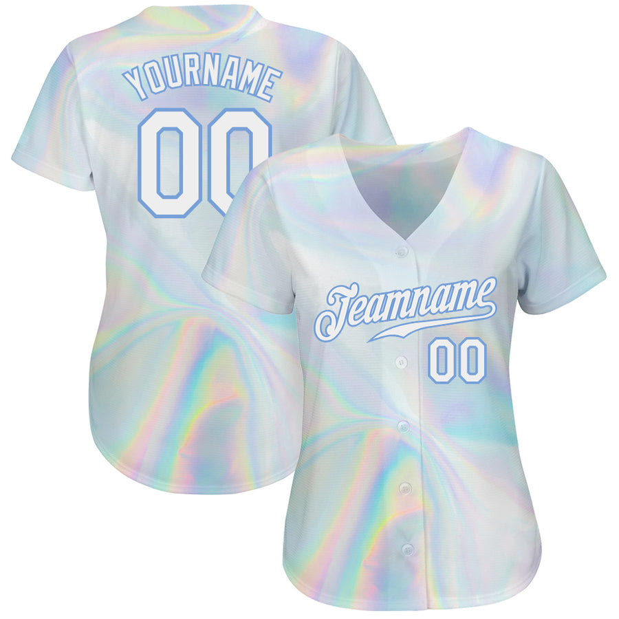 Custom 3D Pattern Design Abstract Trendy Holographic Vaporwave Style Authentic Baseball Jersey