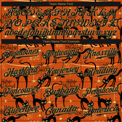 Custom 3D Pattern Happy Halloween Black Cats Spiders Authentic Baseball Jersey