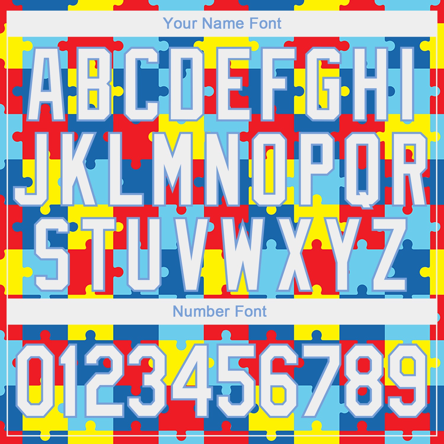 Custom Stitched Autism Supporter Awareness Puzzle Pieces White-Light Blue 3D Pattern Design Sports Pullover Sweatshirt Hoodie