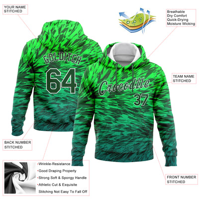Custom Stitched Kelly Green Green-White 3D Pattern Design Gradient Abstract Sports Pullover Sweatshirt Hoodie