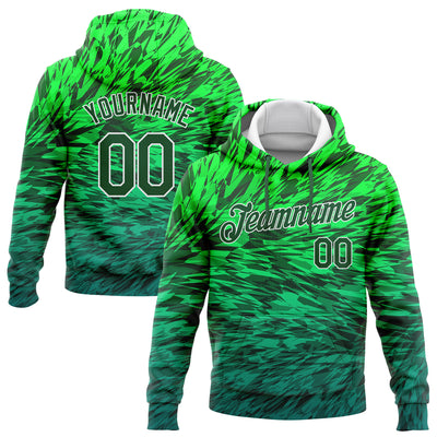 Custom Stitched Kelly Green Green-White 3D Pattern Design Gradient Abstract Sports Pullover Sweatshirt Hoodie