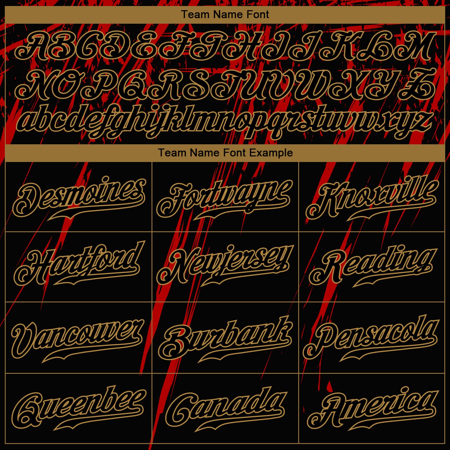 Custom Black Black Red-Old Gold 3D Pattern Design Authentic Baseball Jersey