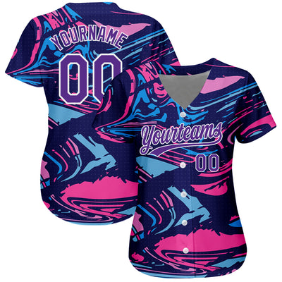 Custom Figure Purple-White 3D Pattern Design Authentic Baseball Jersey