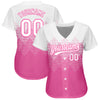 Custom Pink White 3D Pattern Design Authentic Baseball Jersey