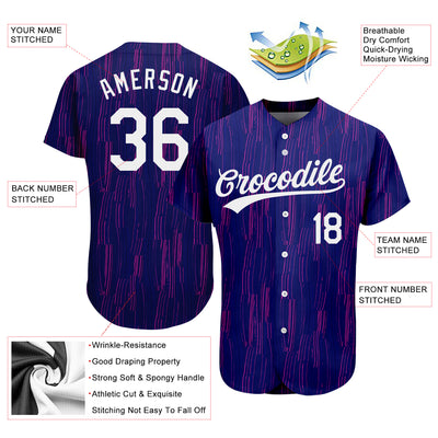 Custom Purple White 3D Pattern Design Authentic Baseball Jersey