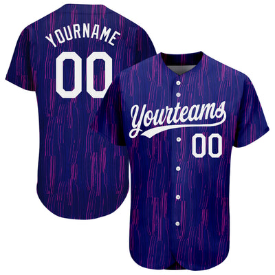 Custom Purple White 3D Pattern Design Authentic Baseball Jersey