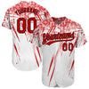 Custom White Red-Black 3D Pattern Design Authentic Baseball Jersey