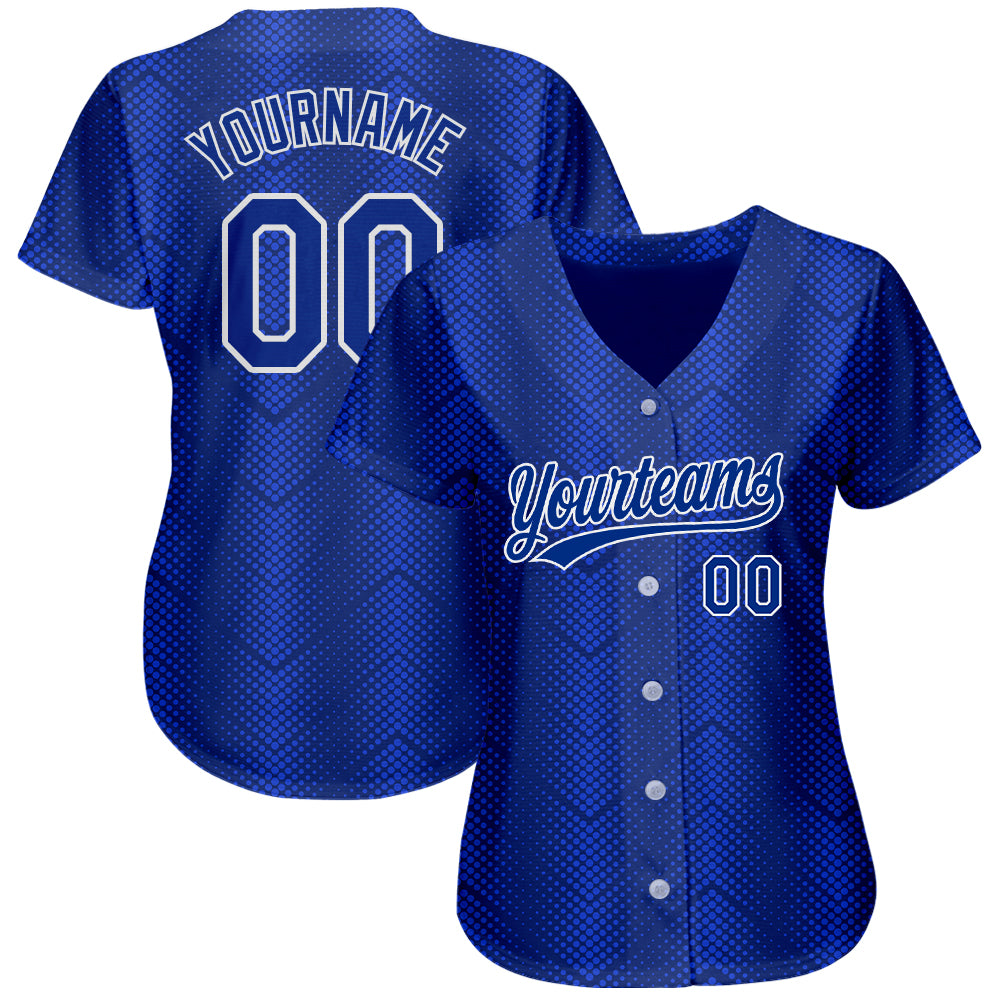 Custom Royal Royal-Navy 3D Pattern Design Authentic Baseball Jersey